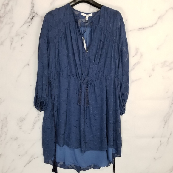 DEREK LAM 10 CROSBY 100% SILK Blue Short Dress - Picture 11 of 11